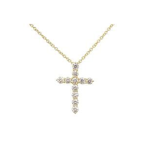 Tiffany Yellow Gold Diamond Cross Pendant Necklace